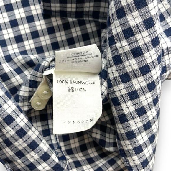 Eddie Bauer Shirt Mens Medium M Black‎ Plaid Chambray Short Sleeve Button Down - Picture 5 of 7